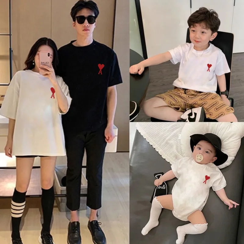 【66-160cm+親サイズ】コンフォート感抜群  おしゃれ カジュアル 親子ペア 半袖 ロンパース/Ｔシャツ