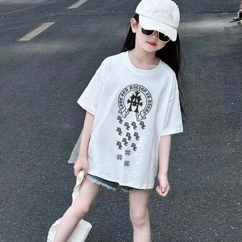 【90-160cm】オシャレ度高め 大活躍 カジュアル 合わせやすい  女の子 半袖 Ｔシャツ